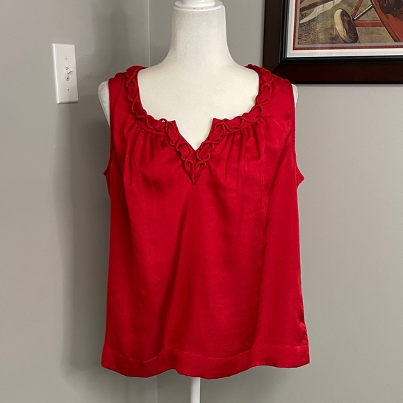 Talbots Red Twisted Tank Top Blouse Career Shirt Size 12 Womens Petite Plus - Picture 1 of 5